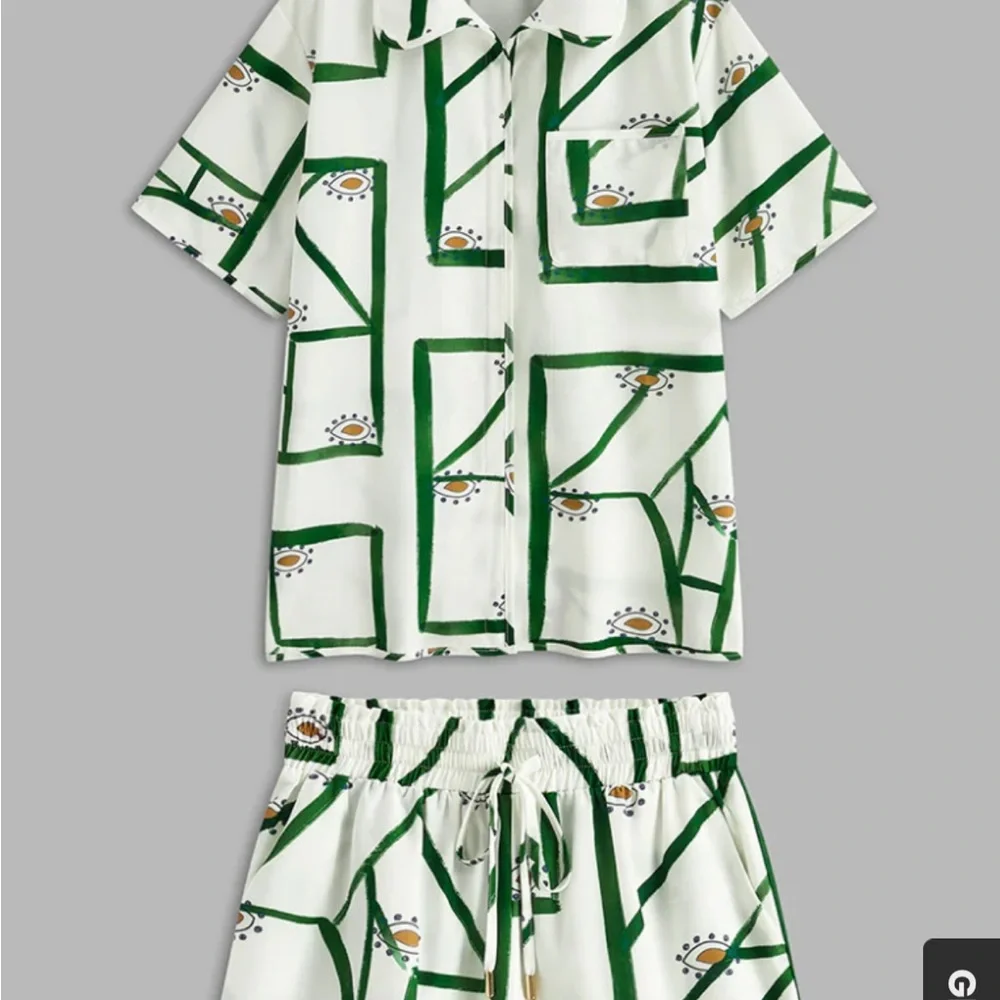 Commense Print Drawstring Shorts Set - Picture 4 of 8